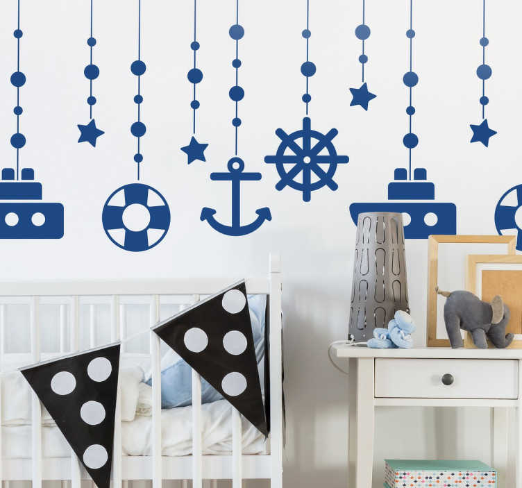 TenStickers. Adesivos marinha pendurados. Vinil de inspiração marinha ideal para a decoração de qualquer espaço da tua casa.