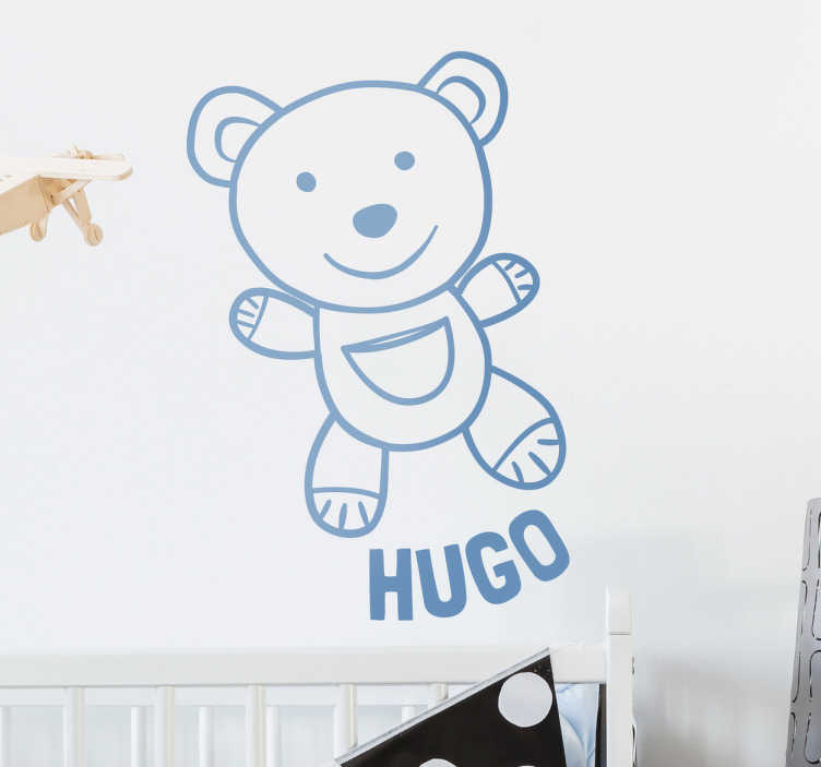 TenStickers. Autocolante personalizado urso de peluche. Autocolante personalizado com nome pensados para dar uma ar mais confortável ao quarto das crianças da criança.