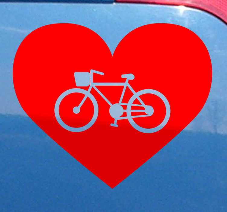 TenStickers. Vinil Autocolante Love Bicicleta. Vinil autocolante personalizado com a silhueta de uma bicicleta dentro de um coração, um vinil autocolante para demonstrar o seu amor por bicicletas.