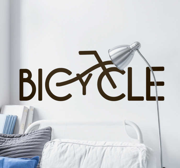 TenStickers. Vinil Decorativo Bicycle. Vinil decorativo com lettering "Bicycle", vinil para os apaixonados por bicicletas, uma forma de deixar a sua habitação mais familiar e acolhedora.