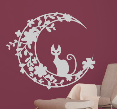 Autocolante de parede gato na lua
