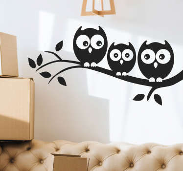 Autocolante de parede infantil três corujas