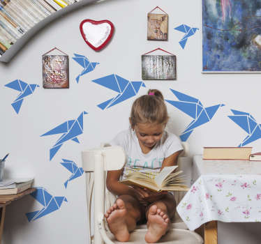 Autocolante de parede pássaros origami