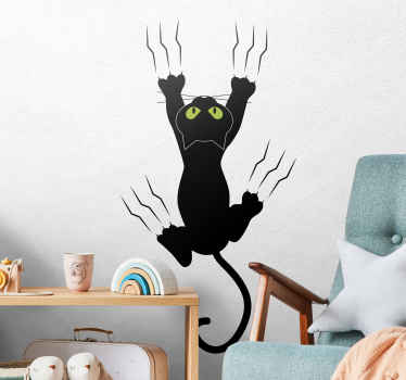 Autocolante decorativo gato na parede