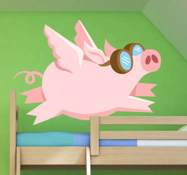 Autocolante decorativo infantil porco voador