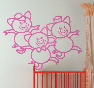 Autocolante infantil dos 3 porquinhos