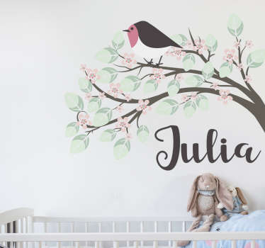 Autocolante infantil personalizado pássaro