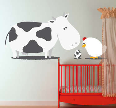 Autocolante infantil vaca e galinha