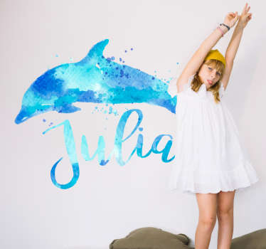 Autocolante personalizado golfinho azul