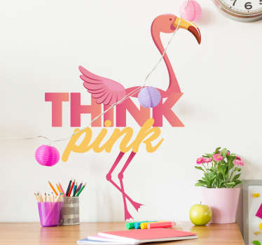 Autocolantes com texto flamingo cor-de-rosa