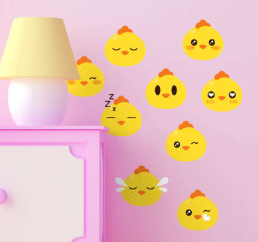 Conjunto de adesivos decorativos emojis pintainho