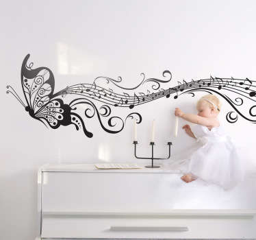 Vinil decorativo borboleta musical
