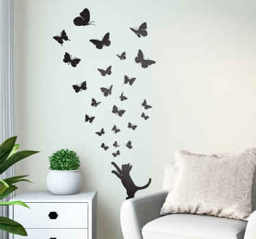 Vinil decorativo borboletas e gatos