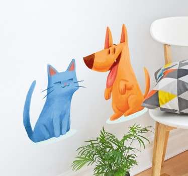 Vinil decorativo cão e gato melhores amigos