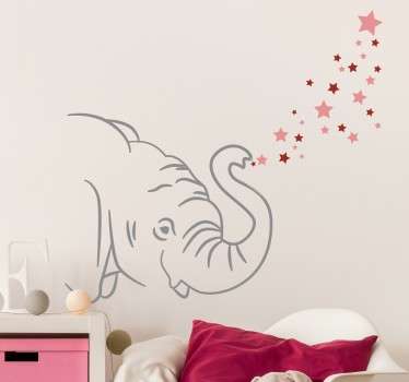 Vinil decorativo elefante tromba estrelas