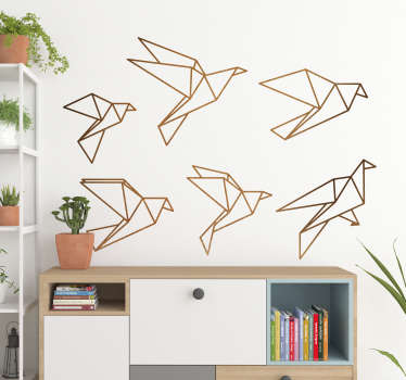 Vinil decorativo origami pássaros voando