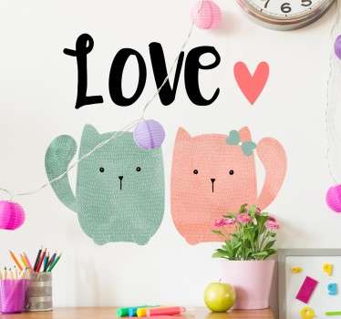 Vinil decorativo par de gatos love