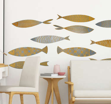 Vinil decorativo peixes dourados e prateados