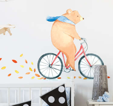 Vinil infantil urso de bicicleta no outuno