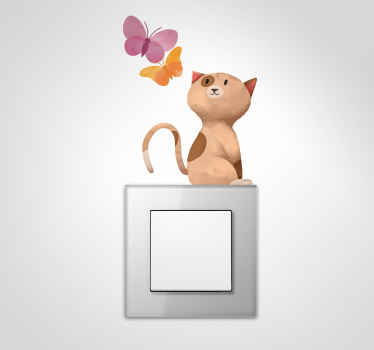 Vinil para interruptor gato e borboletas