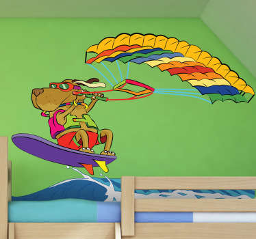 Vinil parede cão windsurf