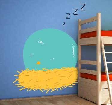 Vinil parede infantil pequena ave dormir
