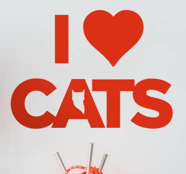 Vinilo decorativo I love cats