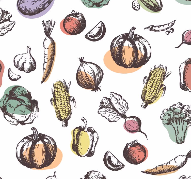 Estore de rolo para cozinha ingredientes padrão estilo retro - TenStickers