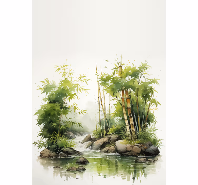 Estore de rolo casa de banho bambus zen e fonte de água - TenStickers