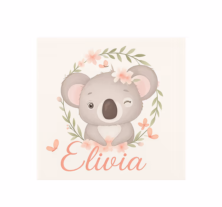 Estore de rolo personalizável coala com nome - TenStickers