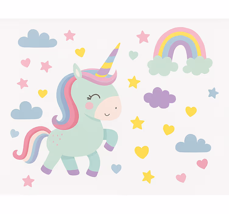 Estore de rolo infantil design de unicórnio colorido - TenStickers