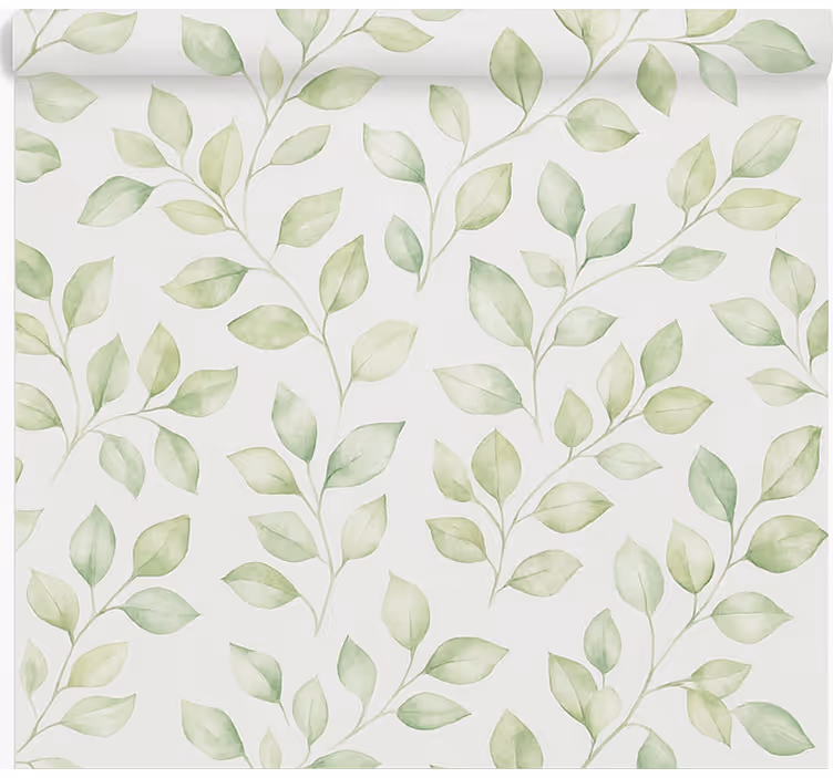 Estore de rolo casa de banho fundo branco com folhas - TenStickers