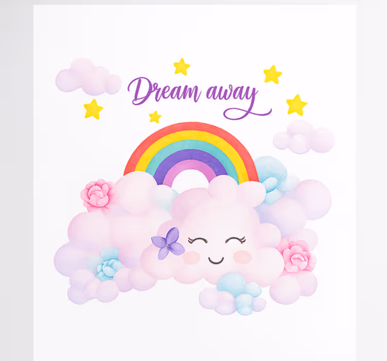 Estore de rolo infantil nuvens rosa e arco-íris - TenStickers