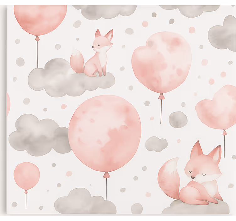 Estore de rolo infantil balões e nuvens em tons pastéis - TenStickers