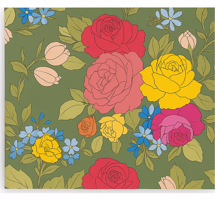 Estore de rolo para cozinha padrão floral de rosas - TenStickers