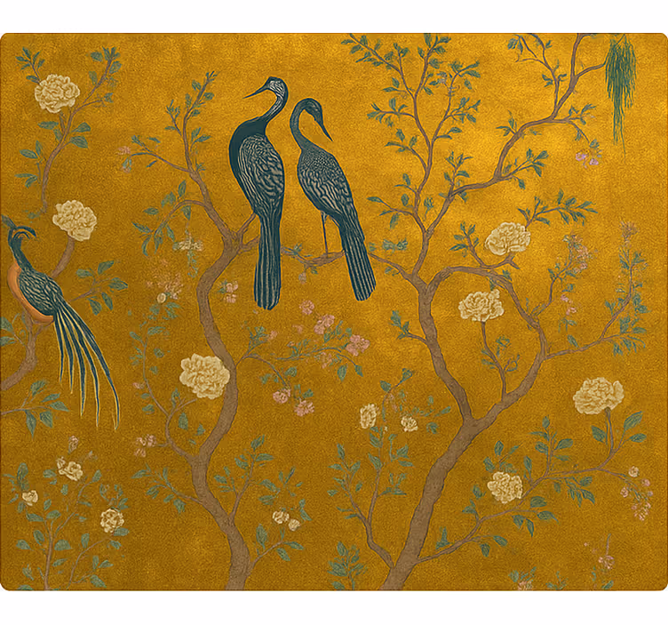 Estore de rolo para sala chinoiserie dourada ornamentada - TenStickers