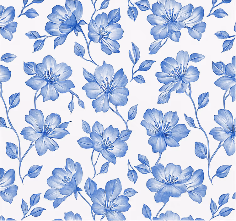 Estore de rolo para quarto de casal floral azul e branco - TenStickers