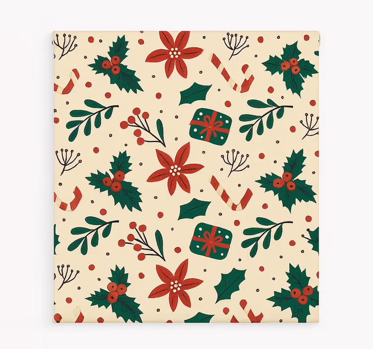 Estore de rolo para sala floresta de enfeites vermelhos - TenStickers