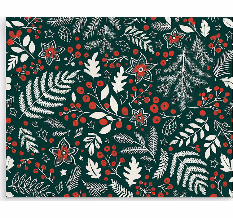 Estore de rolo para sala padrão floral de natal - TenStickers
