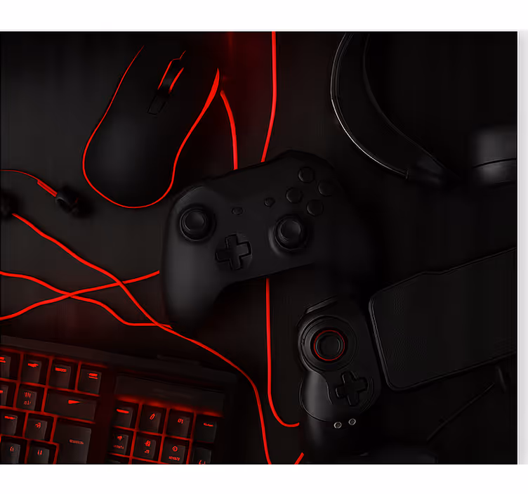 Estore de rolo frikis configuração de jogadores pretos e vermelho - TenStickers