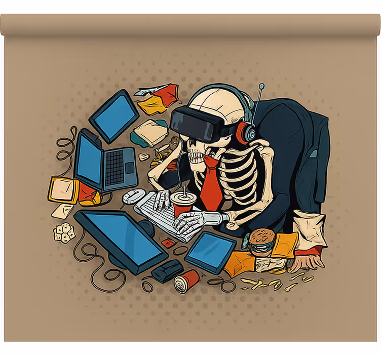 Estore de rolo frikis esqueleto gamer retrô - TenStickers