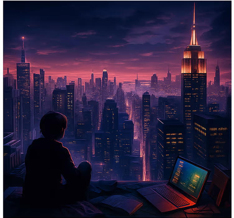 Estore de rolo frikis visão futurista do jogador do skyscaper - TenStickers
