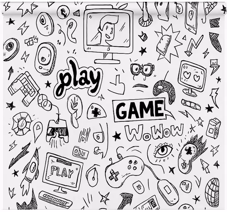 Estore de rolo frikis design de jogo preto e branco - TenStickers