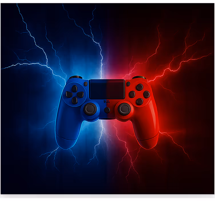 Estore de rolo frikis controlador elétrico vermelho azul - TenStickers