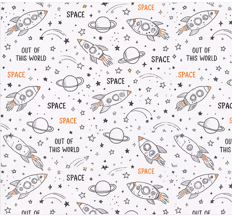 Estore de rolo juvenil padrão de espaço desenhado - TenStickers
