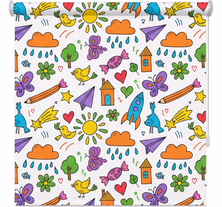 Estore de rolo nórdico estampa de rabiscos divertidos - TenStickers