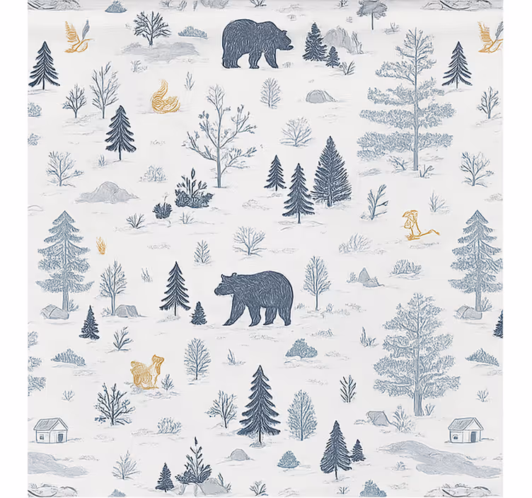 Estore de rolo nórdico urso nas florestas escandinavas - TenStickers
