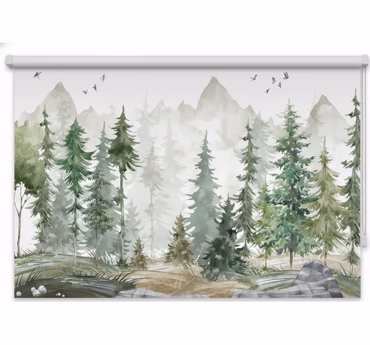 Estores de rolo de árvores pinheiro nórdico minimalista - TenStickers