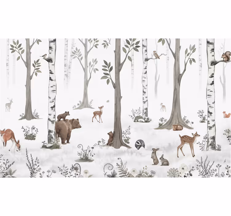 Estores de rolo de árvores esboço lúdico da floresta - TenStickers