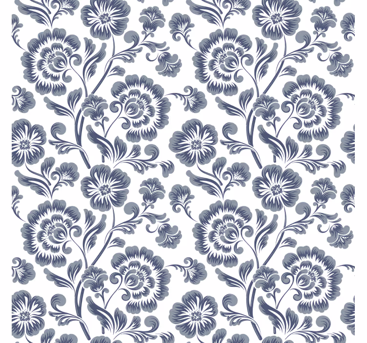 Estore de rolo casa de banho flores azuis fundo branco - TenStickers